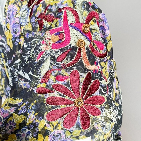 Free People Sheer Floral Embroidered Plunging Neck Back Maxi Dress 2 - Picture 7 of 9